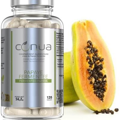 Papaya fermentada 120 cápsulas en polvo: estrés oxidativo 100% puro y natural - antioxidante, estimula el sistema inmunológico MADE IN FRANCE