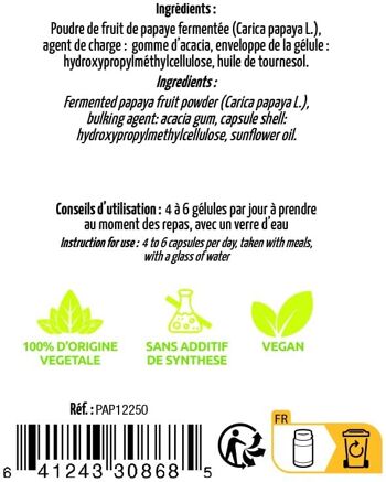 Papaye fermentée 120 gélules en poudre : 100% Pure & Naturelle stress oxydant - anti-oxydant, Stimulé le système immunitaire FABRIQUE EN FRANCE 6