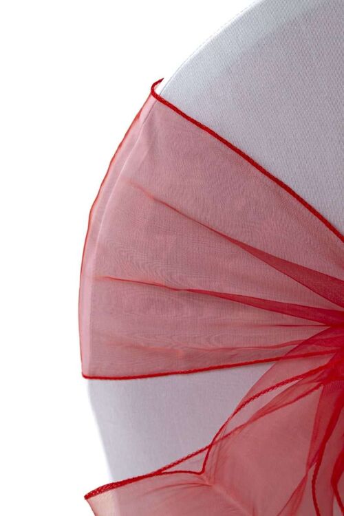 Noeud de chaise organza rouge 20 cm *260 cm x 10 pcs