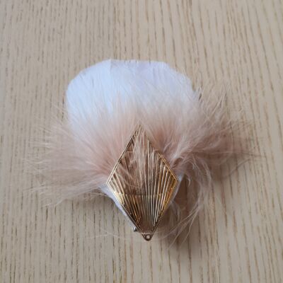 powder and white marabou feather clip, hair clip, brooch, mother's day jewelry, fashion accessories, colorful jewelry