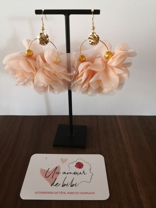 Boucles d'oreilles fleurs, Créoles, été, cérémonies, mariage, grosses boucles d'oreilles, colorées, été _ 4