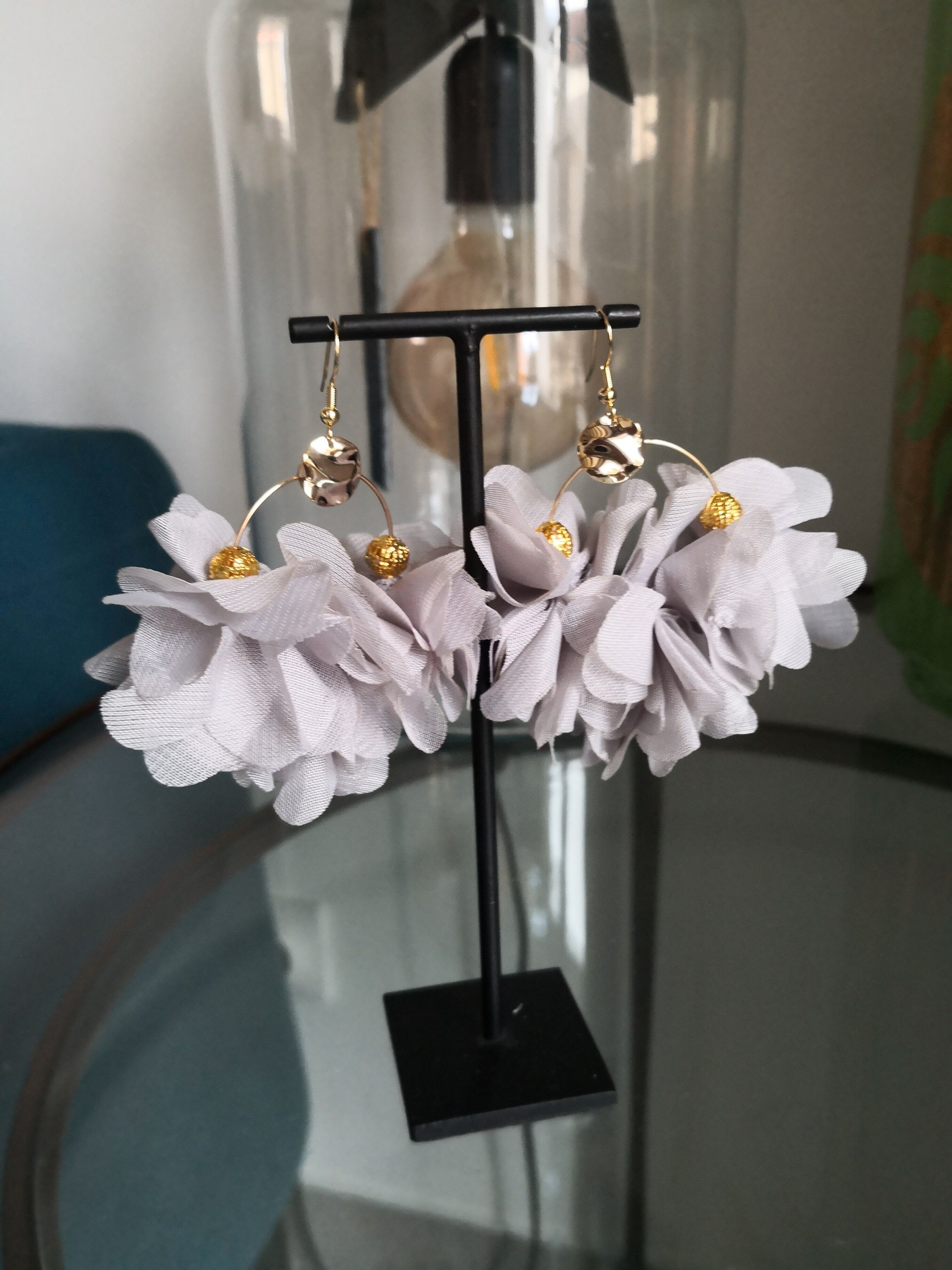 Pendientes flor, criollas, verano, ceremonias, boda, pendientes grandes, colorido, verano _ 8