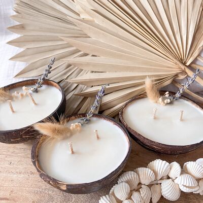 Small coconut candle & dried flowers cotton flower scent