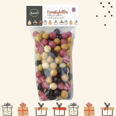 CROUSTYBILLES Tüte mit Schokolade überzogene Müslikugeln 150g | Schoko-handwerklich hergestellte Weihnachtsschokolade