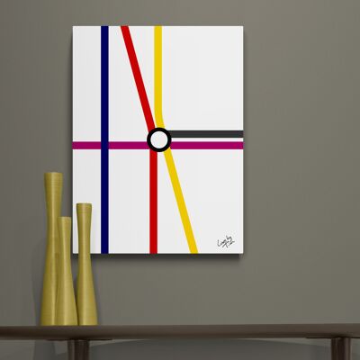 New York metro station Times Square - 42nd Street as minimal line art for home decoration 60 × 80 cm_aluminium