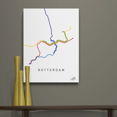 Rotterdam metro map as minimal line art for home decoration 60 × 80 cm_3mm