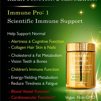 Immune 1 Defence Fat Glucose & Energy Metabolism Cognitive & Nervous System, Collagen Hair Skin Nails Teeth Bones, Heart & Cardiovascular Function : XL 90 capsules