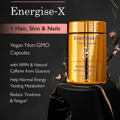 Energise X - Maximum Performance - Minimum Effort. Reduce Tiredness & Fatigue + Hair, Skin, Nails & Bones - 30 grams sublingual powder