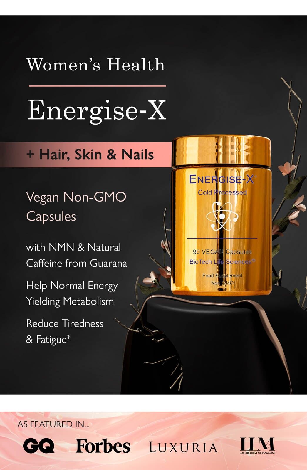 Energize X - Maximale Leistung - Minimaler Aufwand. Reduzieren Sie Müdigkeit und Ermüdung + Haare, Haut, Nägel und Knochen - 50 Gramm sublinguales Pulver