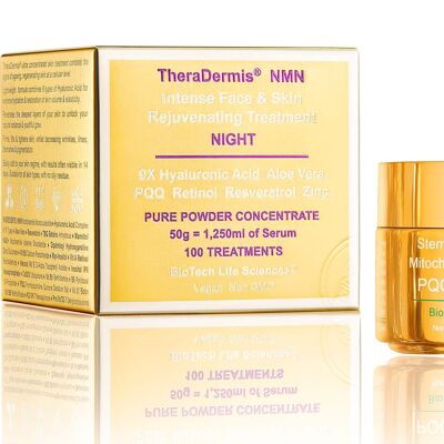 TheraDermis NMN EVENING - Intense Face & Skin Rejuvenation - Lift & Tighten, Smooth & Soften - EVENING 60g 100 Anti-Ageing Facials NMN Retinol Aloe Vera Hyaluronic Acid