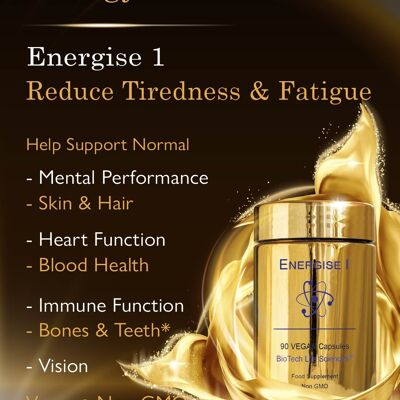 Ultimate Energy Gift Set Energize 1, 2, 3, 4 y X Aumenta la energía, reduce el cansancio y la fatiga, ayuda al funcionamiento del sistema nervioso y del sistema inmunitario - 5 x 90 cápsulas 400 £ pv 600 £
