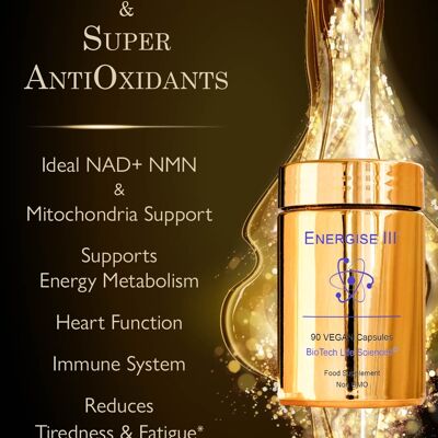 Energize 3 Mittagessen Antioxidantien, Herz- und Nervensystemfunktion. ALA ALCAR NAC Resveratrol & Ashwagandha - XL 90 Kapseln
