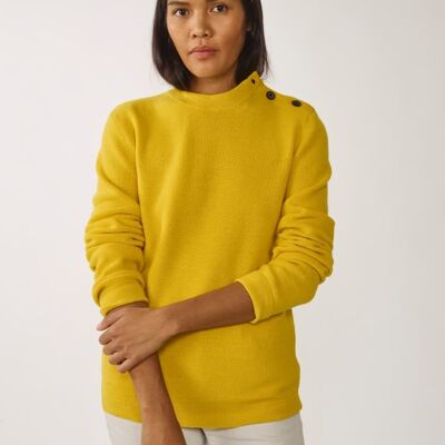 Maglione pescatore in lana organica, giallo