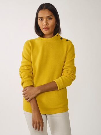Organic Wool Fisherman Sweater , Yellow 1