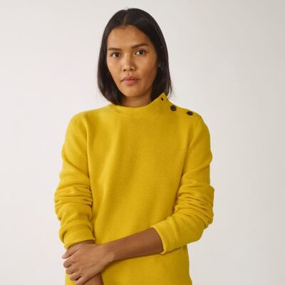 Maglione pescatore in lana organica, giallo