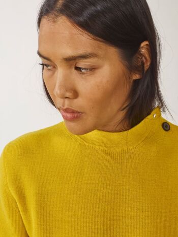 Organic Wool Fisherman Sweater , Yellow 2