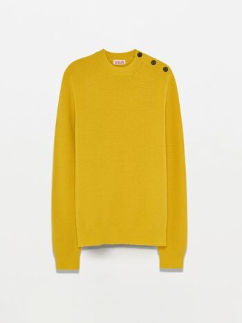 Organic Wool Fisherman Sweater , Yellow 4