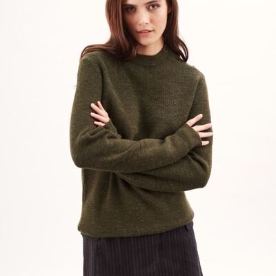 Organic Wool Fisherman Sweater , Khaki