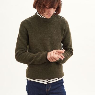 Organic Wool Fisherman Sweater , Green