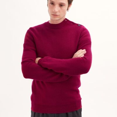 Organic Wool Fisherman Sweater , Red, Male