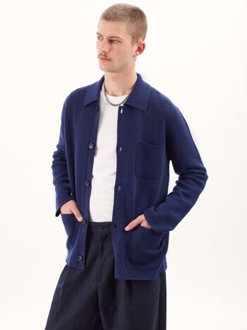 Organic Wool Worker Jacket , Indigo , Male 1