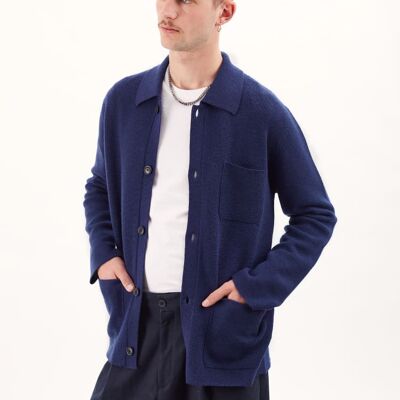 Organic Wool Worker Jacket , Indigo , Male