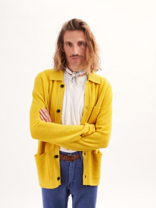 Organic Wool Worker Jacket , Yellow , Male