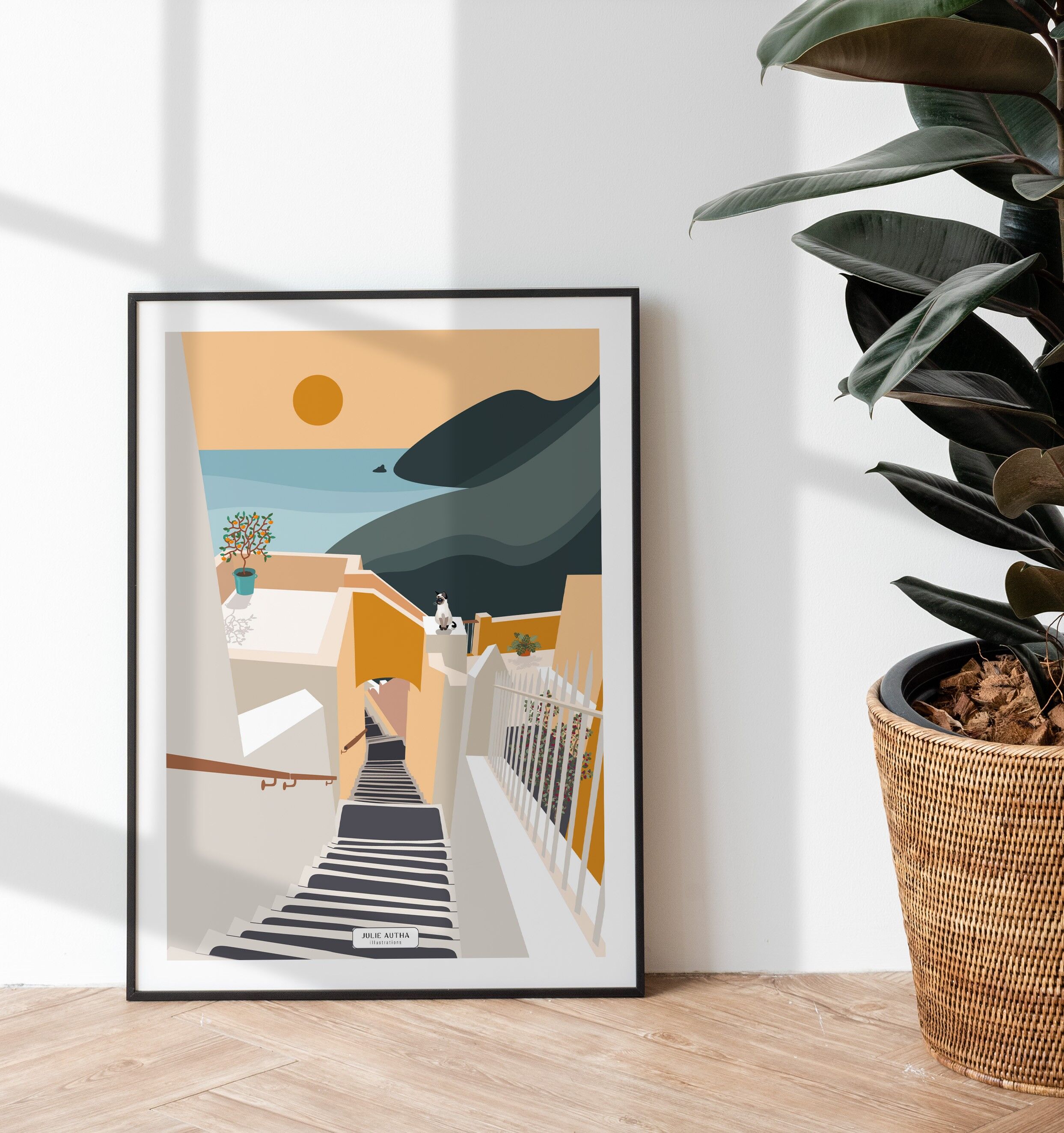 Póster Santorini - Atardecer - 30x40cm