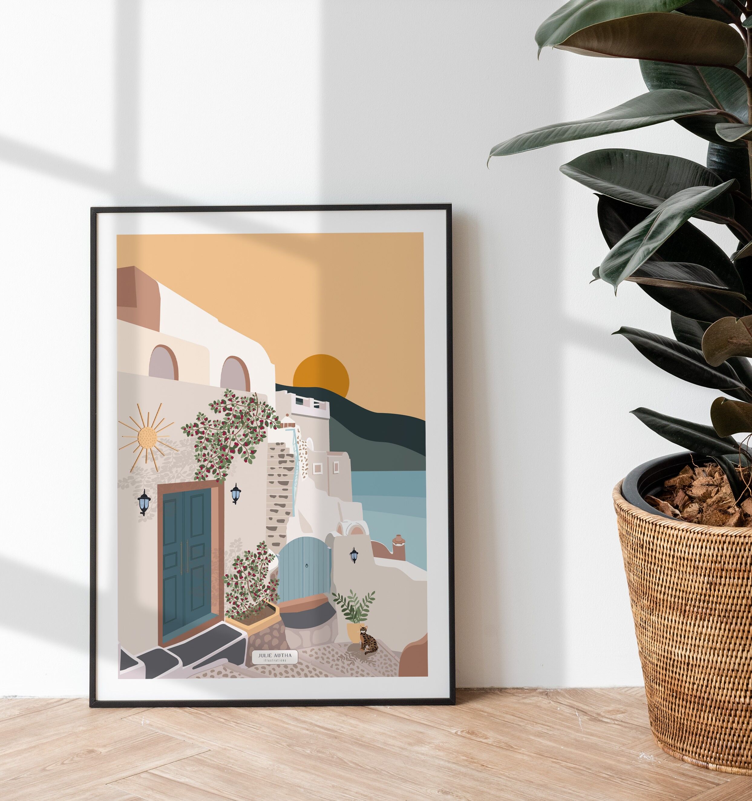 Santorini Poster - Kleines Haus - 30x40cm