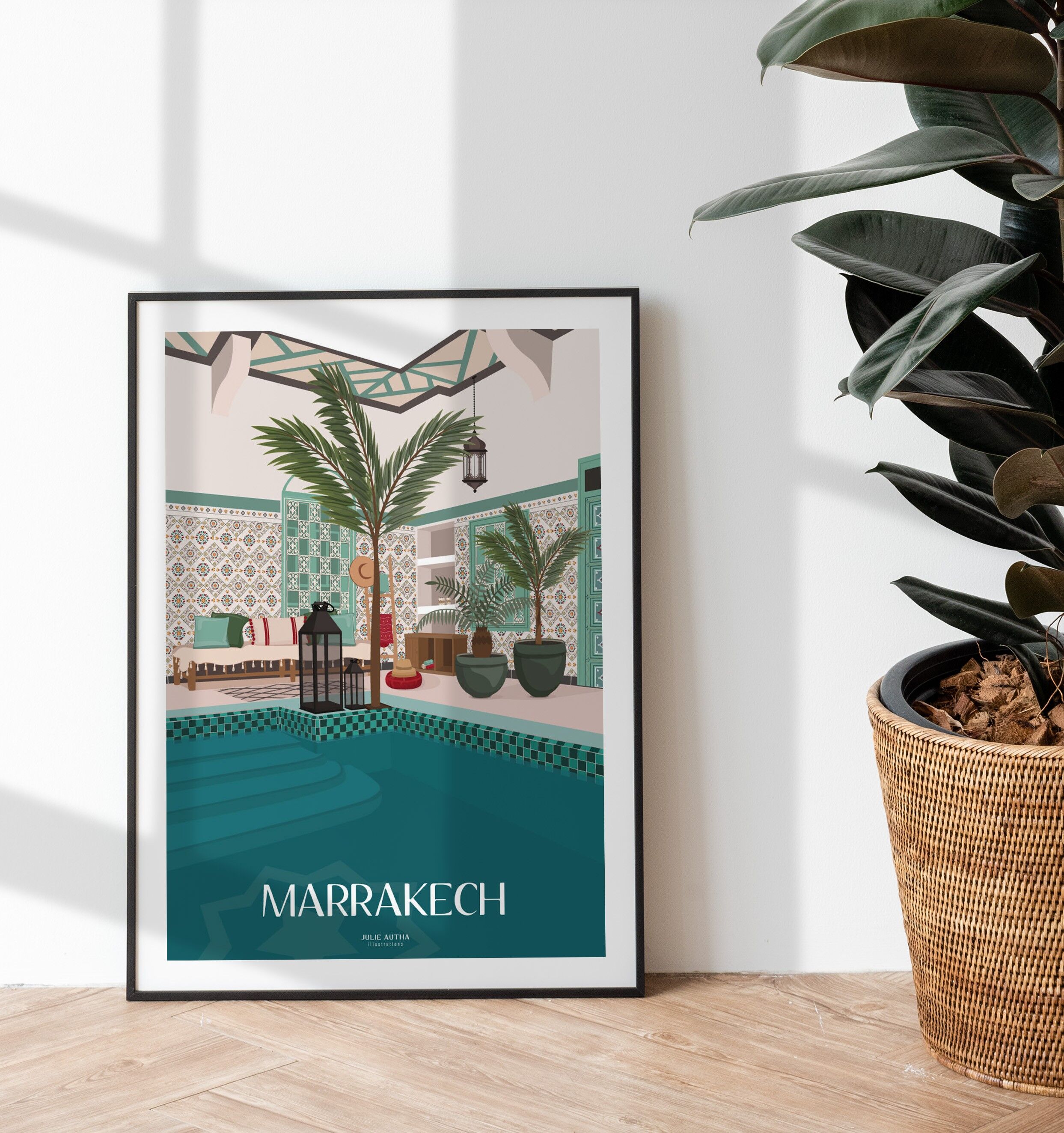 Póster Patio en Marrakech 50 x 70 cm