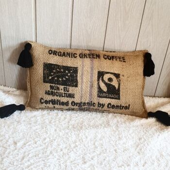 Coussin de sol en sac de cafe toile de jute recyclee mexico organic coffee 3