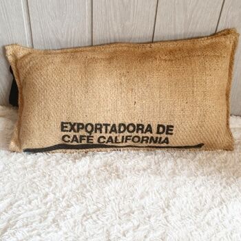Coussin de sol en sac de cafe toile de jute recyclee mexique green coffee 2