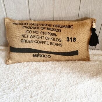 Coussin de sol en sac de cafe toile de jute recyclee mexique green coffee 3