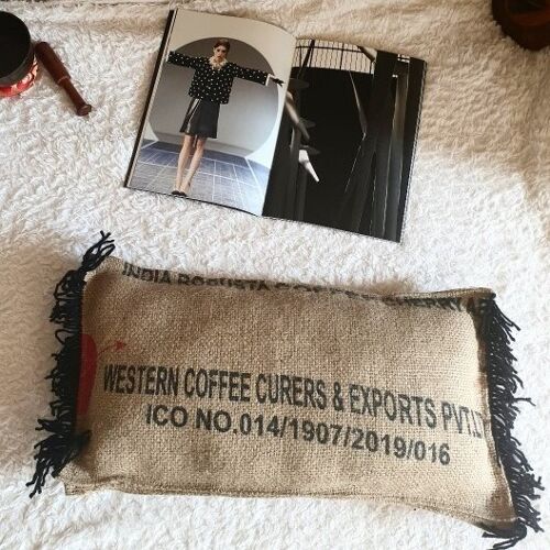 Coussin de sol en sac de cafe toile de jute recyclee inde export