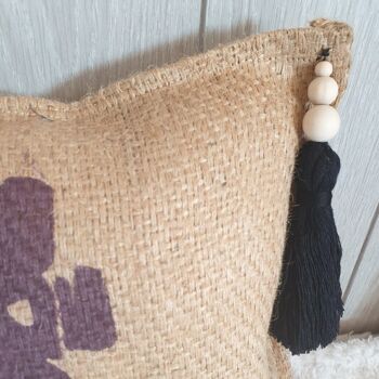 Coussin de sol en sac de cafe toile de jute recyclee mexico california 1