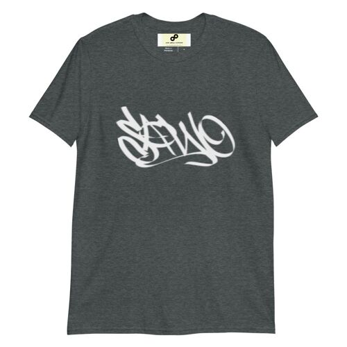 Sawo T-paita valkoisella logolla - Dark Heather - XL