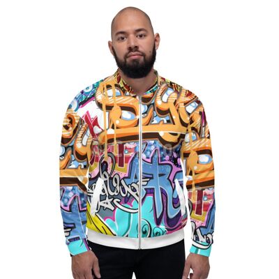 Unisex Bomber Jacket Graffiti Style - L