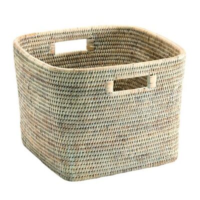 Cali square basket in white limed rattan