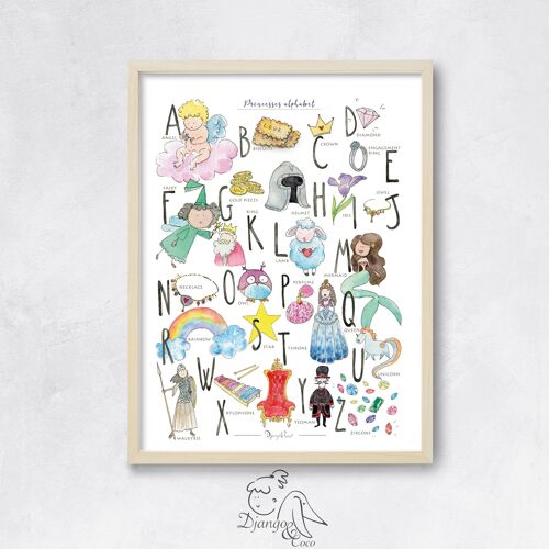 L'alphabet des princesses - anglais -  30x40cm