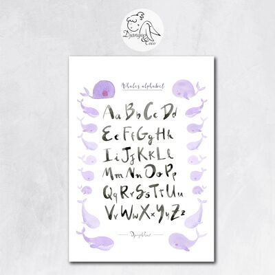 Alphabet of Purple Whales - 30x40