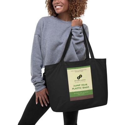 Large organic eco tote bag anti plastic 13,6 kg (30lbs) max weight (printed in USA) - Black