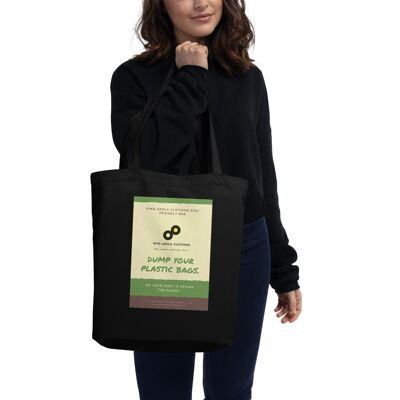 Eco Tote Bag anti plastic 13,6 kg (30lbs) max weight (printed in USA) - Black