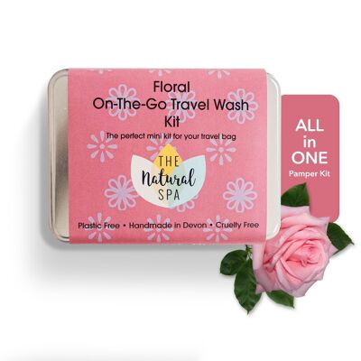 Mini ”on the go” Travel Wash kit : Floral for Hair and Body - Mother Day gift - Vegan gift - Zero waste