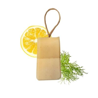 Meadow Soap on a rope - Lemongrass, Fennel, Verbena - 100g Palm Free Cold Process Soap - Handcrafted in the UK - Same day dispatch - Vegan Friendly - Essential oil soap