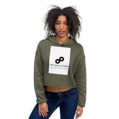 Crop Hoodie - Military Green - S