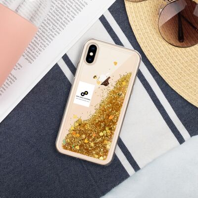 Coque de téléphone Liquid Glitter - Dorée - iPhone X / XS