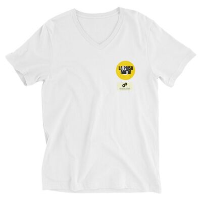 Unisex Short Sleeve V-Neck T-Shirt La prisa mata - White - S