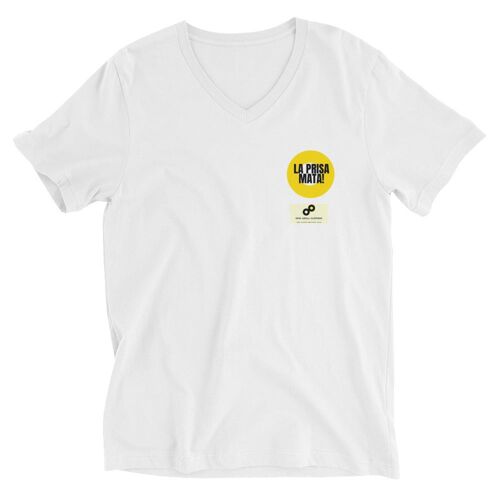 Unisex Short Sleeve V-Neck T-Shirt La prisa mata - White - M