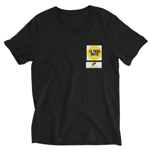 Unisex Short Sleeve V-Neck T-Shirt La prisa mata - Black - S