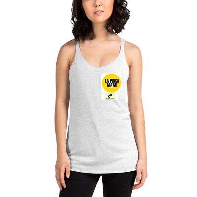 Women's Racerback Tank La prisa mataa - Heather White - L